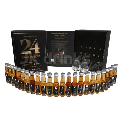24 Days Of Rum 2024 - rumový adventní kalendář 24x 0,02l 41,3% + 2x sklo