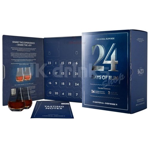 24 Days Of Rum 2023 - rumový adventní kalendář 24x 0,02l 43,7% + 2x sklo